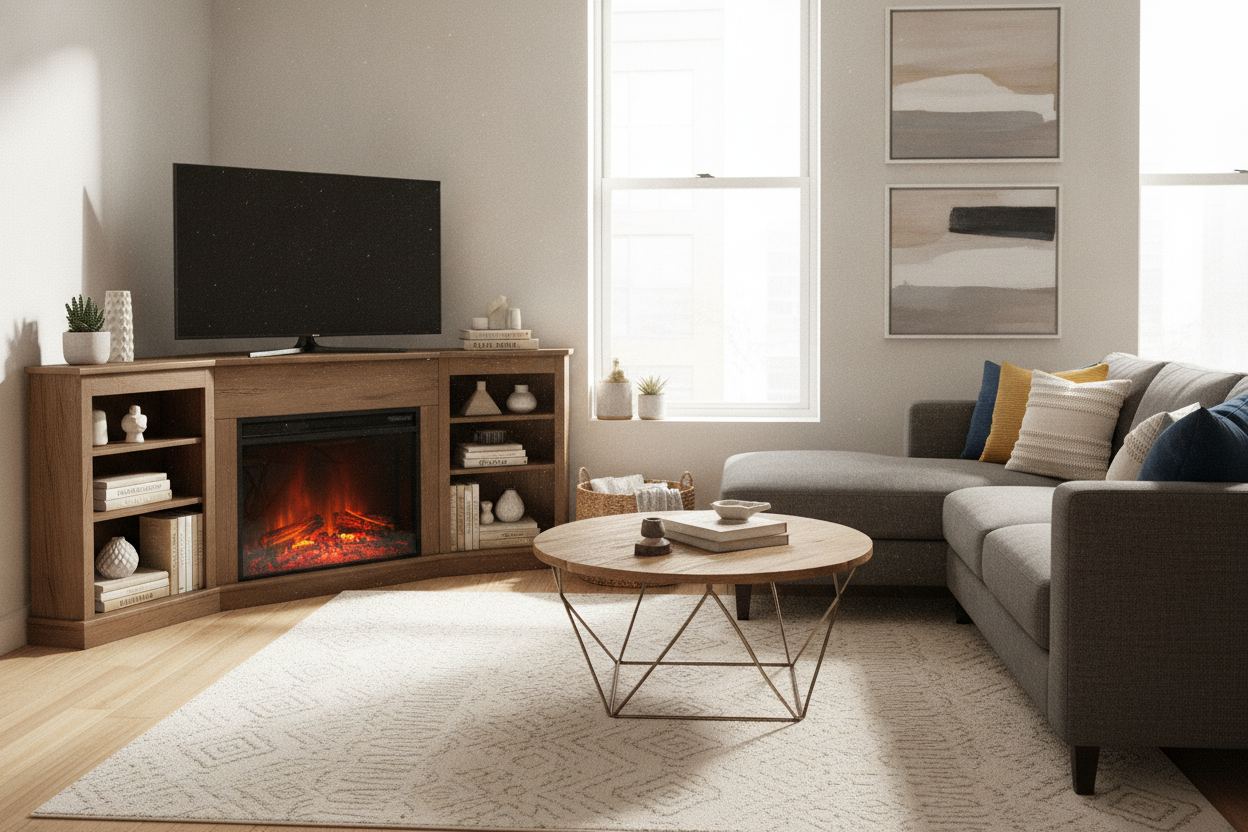 I Reclaimed My Living Room With a Corner Fireplace TV Stand 55 Inch