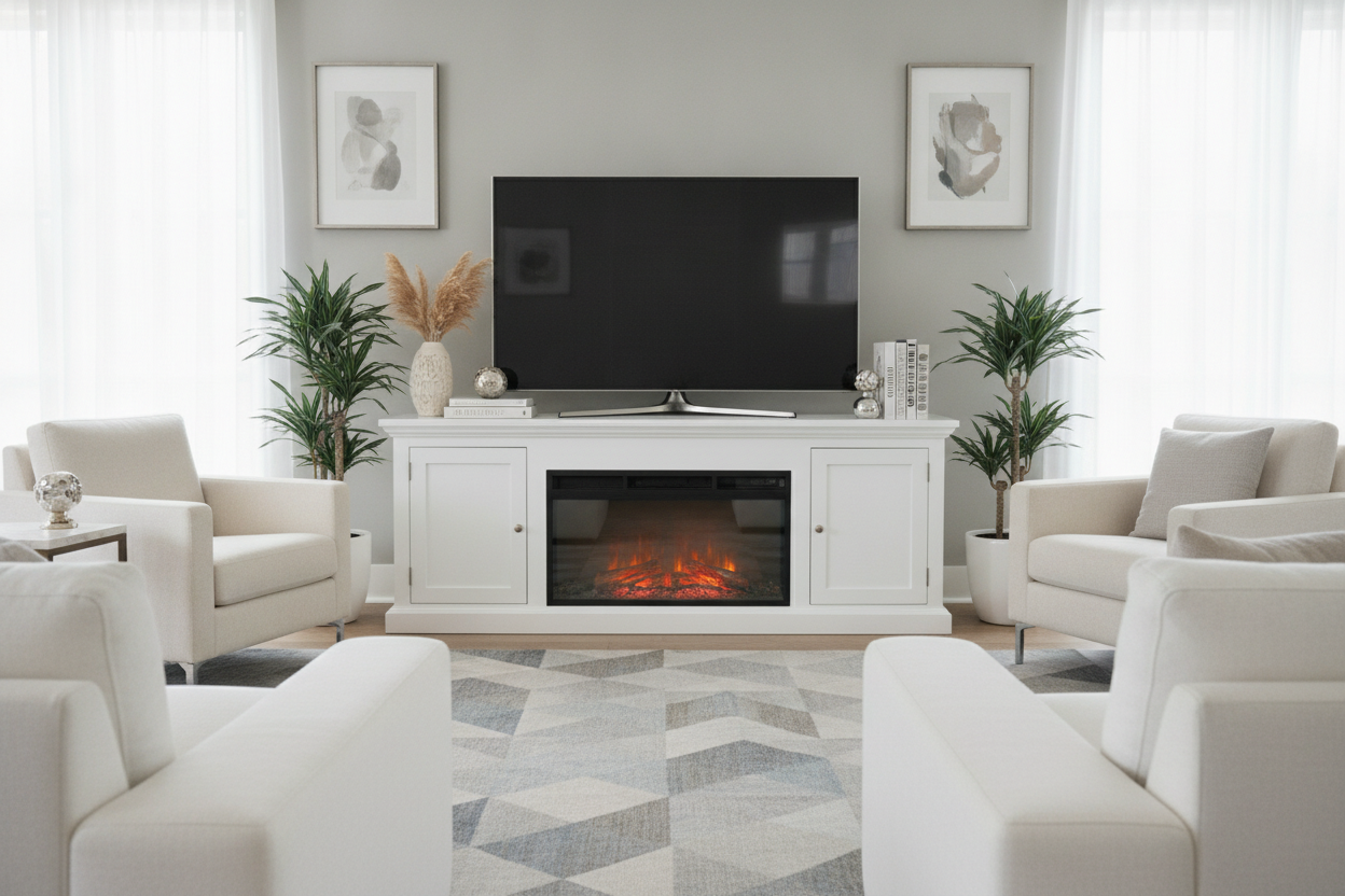 Does a White 70 Inch TV Stand With Fireplace Look Cheap in Person?