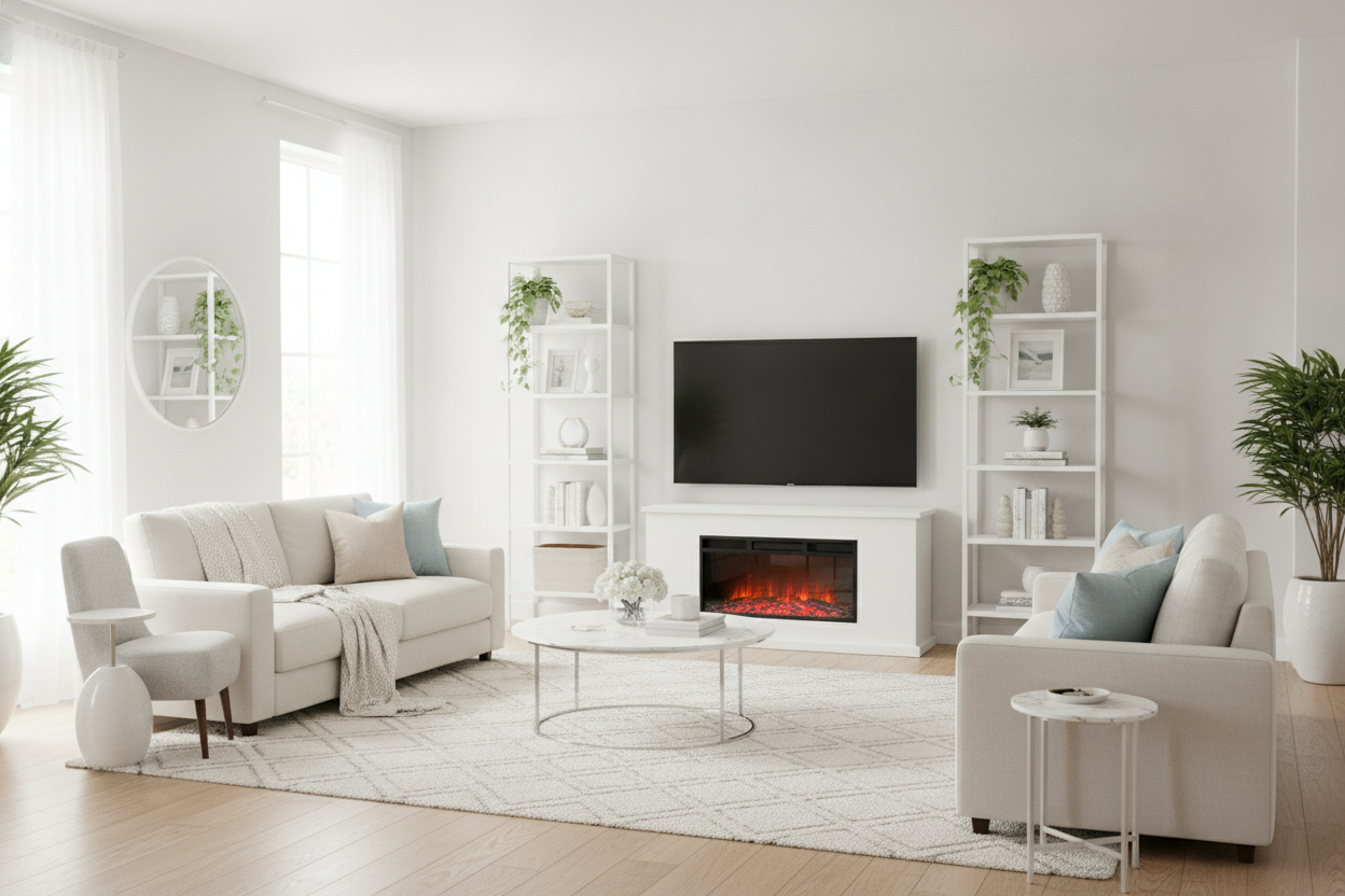 I Refuse to Buy Dark Furniture (Hello, White Fireplace TV Stand 60 Inch)