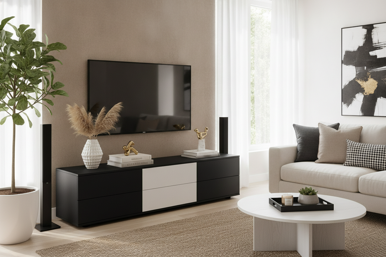 How to Style Black and White TV Stands (Without the Bachelor Pad Vibe)