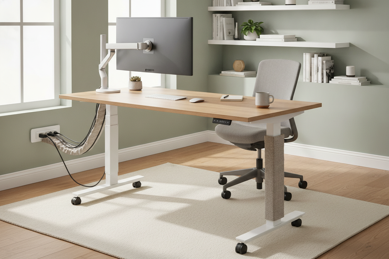 How I Hid the Cords on My Electric Standing Desk With Wheels