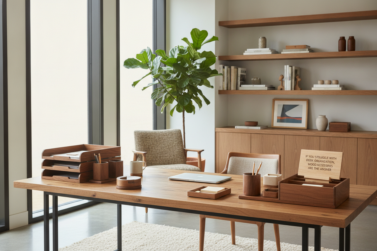 If You Struggle With Desk Organization, Wood Accessories Are the Answer