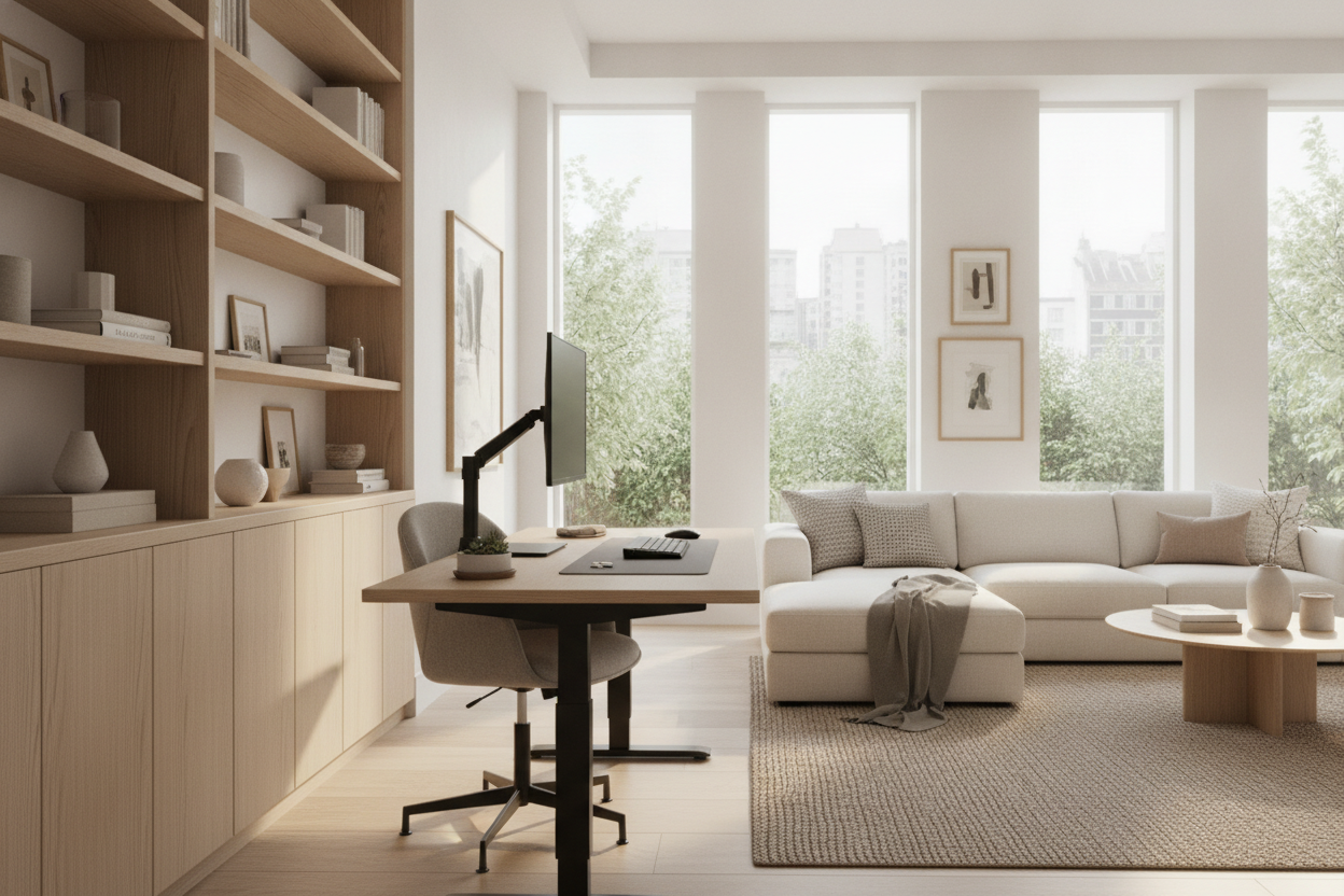 Designing with a 55-Inch Standing Desk: Workspace Proportions, Layouts, and Integrated Storage