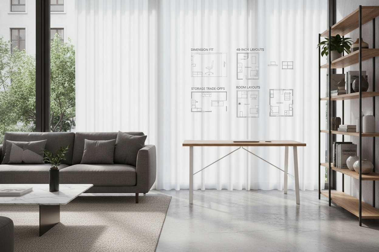 The 48-Inch Desk Blueprint: Dimension Fit, Storage Trade-Offs, and Room Layouts