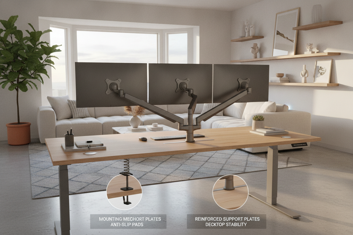 The Adjustable Desk Monitor Mount Guide: Mounting Mechanics, Desktop Stability, and Ergonomic Storage Layouts