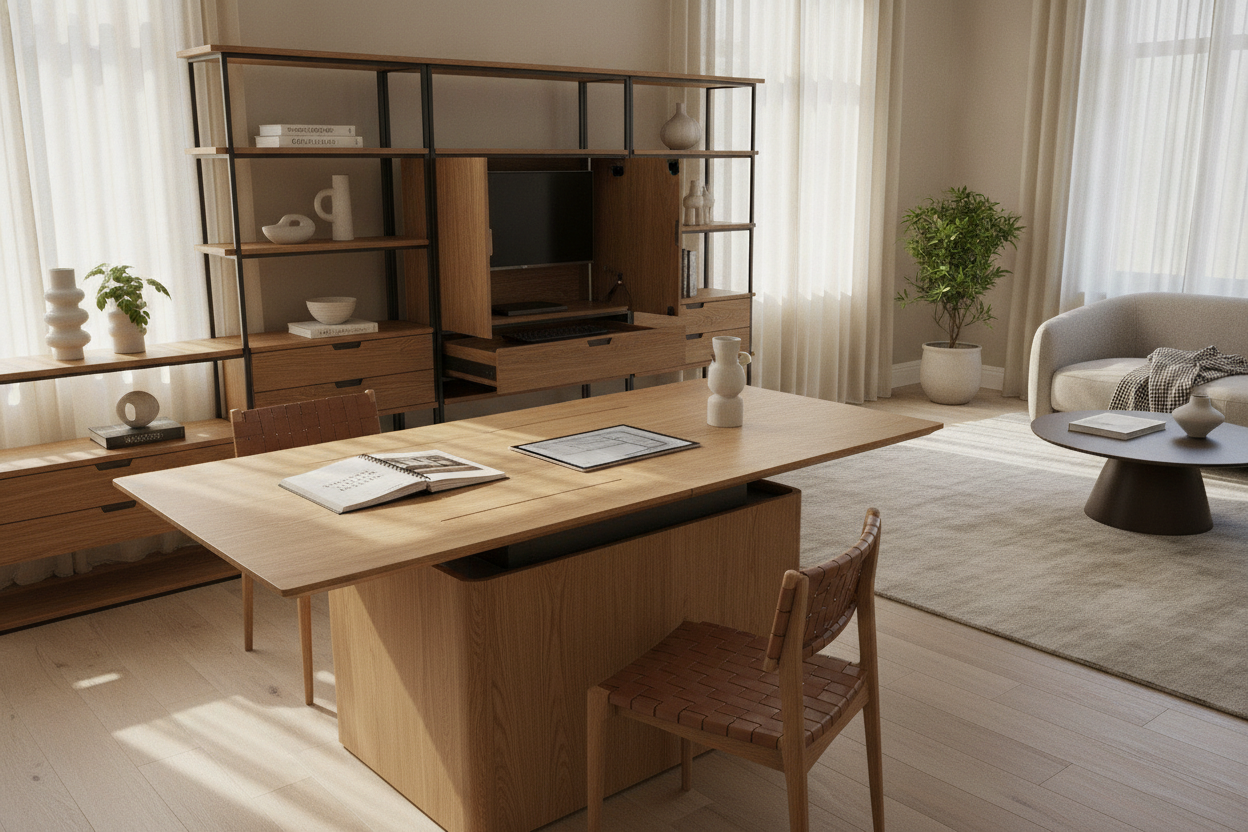 The Complete Table to Desk Planning Guide: Multi-Functional Mechanics, Footprint Sizing, and Storage Integration