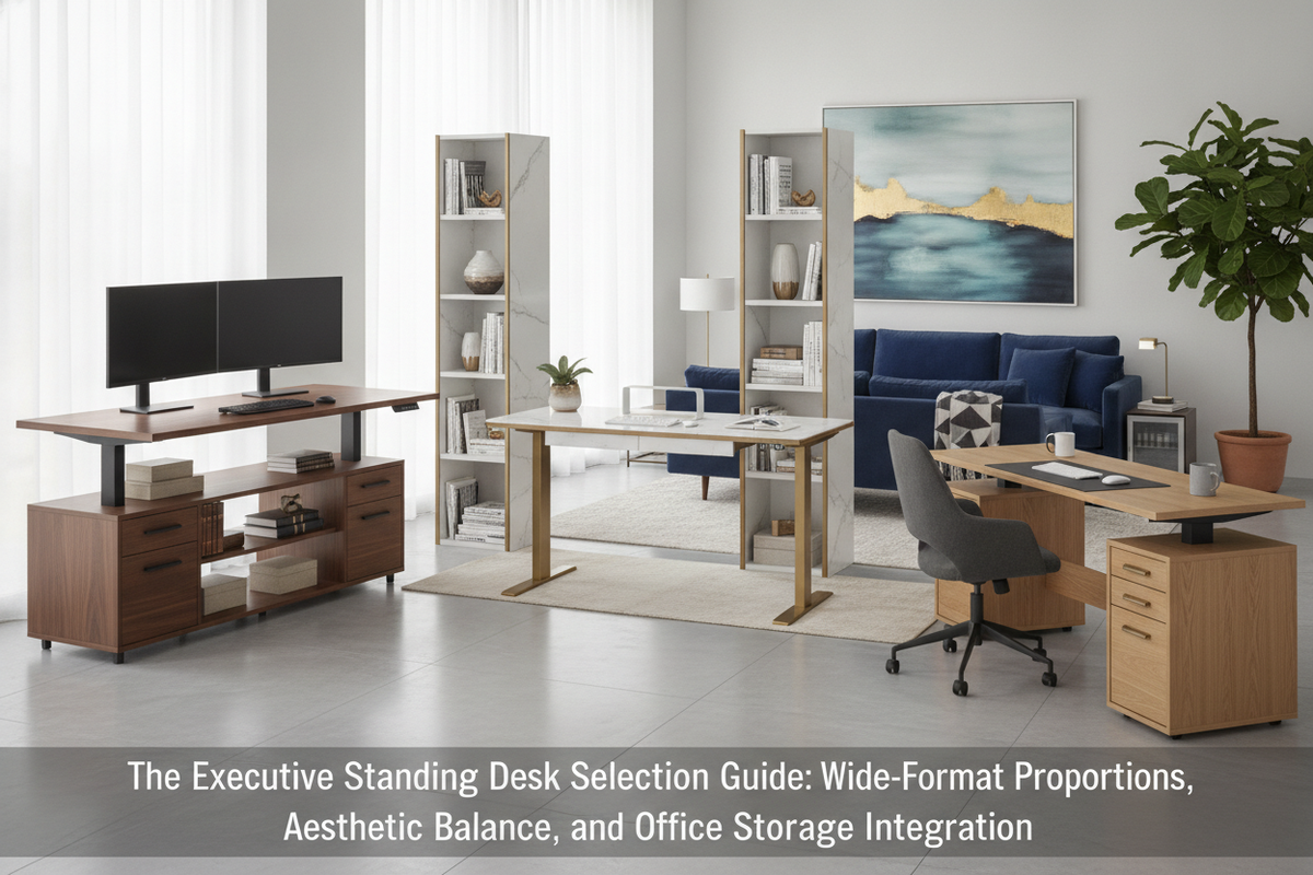 The Executive Standing Desk Selection Guide: Wide-Format Proportions, Aesthetic Balance, and Office Storage Integration
