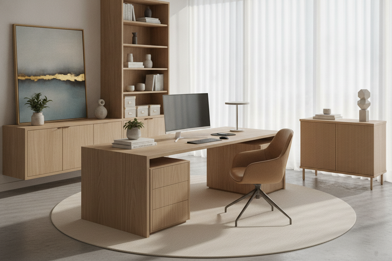 Desk Layout Ideas for Office Spaces: Layout Frameworks, Spatial Clearances, and Storage Planning