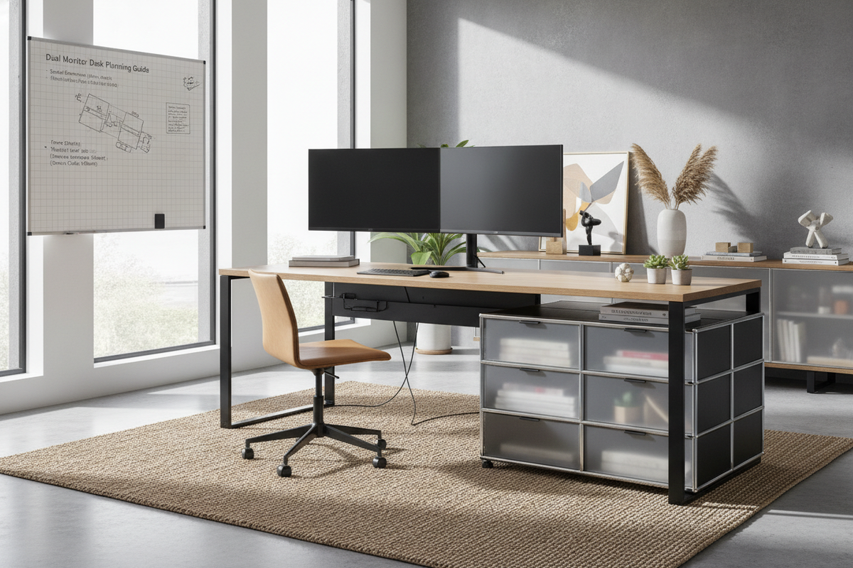 The Dual Monitor Desk Planning Guide: Spatial Dimensions, Frame Stability, and Storage Integration