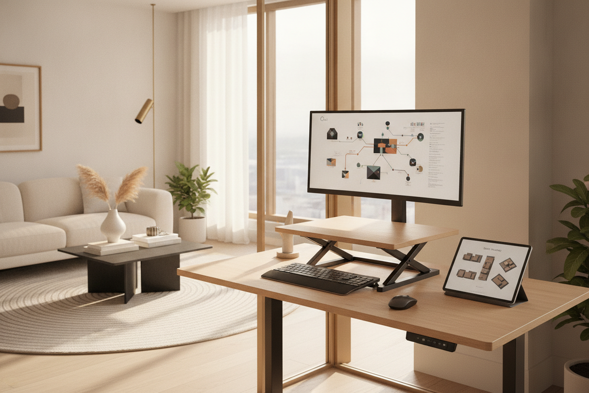 The Cora Standing Desk Converter Guide: Compact Ergonomics, Scissor Lifts, and Space Planning