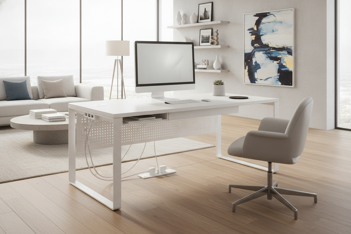 Costco White Desk with USB: Integrated Tech Hubs, Cable Routing, and Clean Workstation Layout Guide