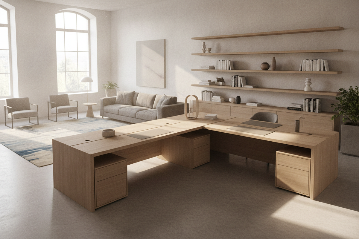 Extra Deep L-Shaped Desk Blueprint: Surface Depth Categories, Dual-Wing Geometry, Room Fit, and Storage Synergy
