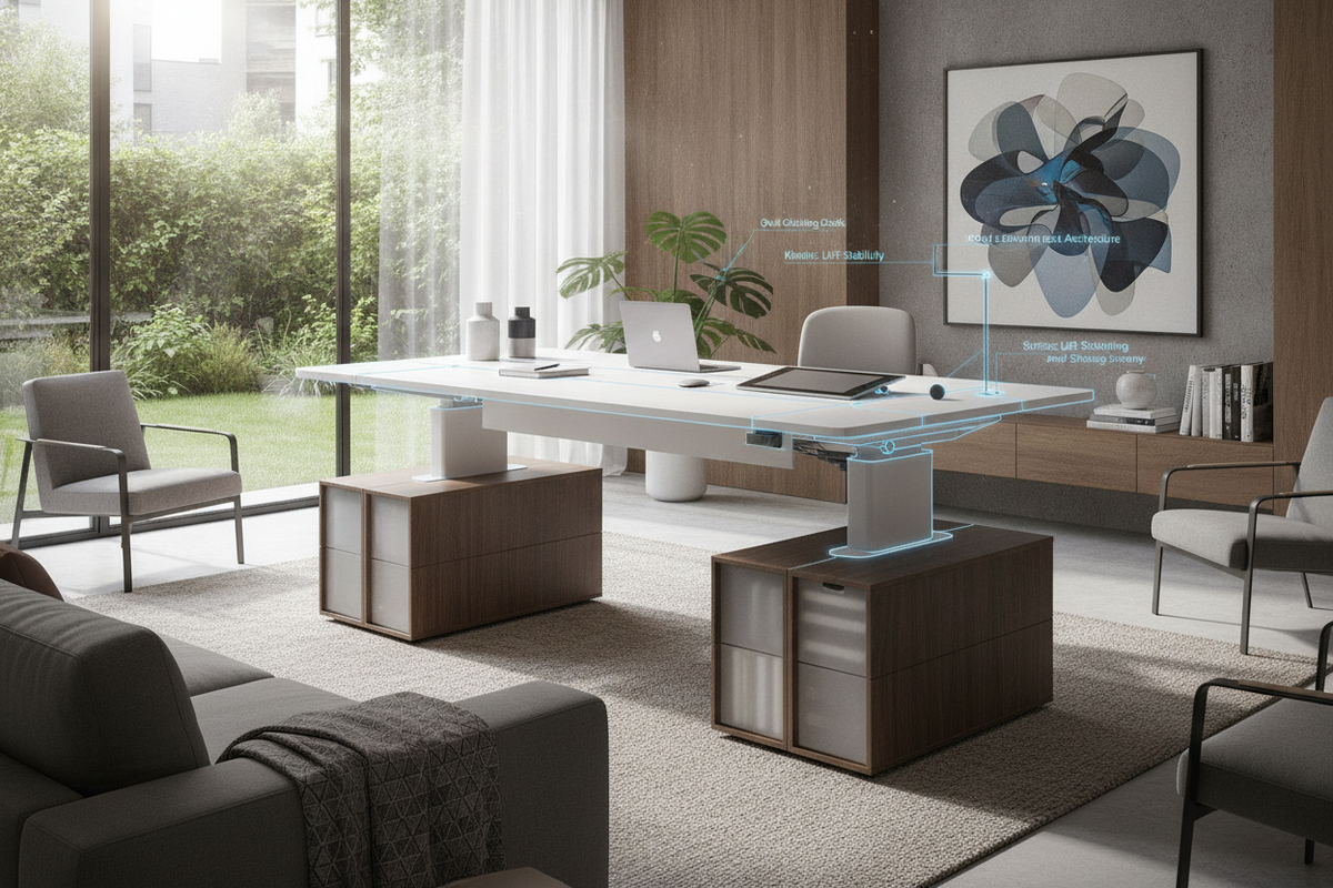 FlexiSpot E8 Standing Desk Blueprint: Oval Column Architecture, Kinetic Lift Stability, Surface Planning, and Storage Synergy