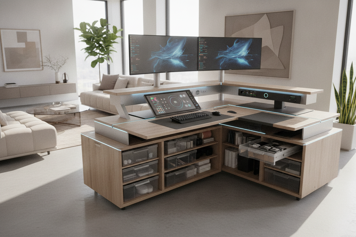 Smart Computer Table Blueprint: Feature Tiers, Kinetic Architecture, Desktop Zoning, and Storage Synergy