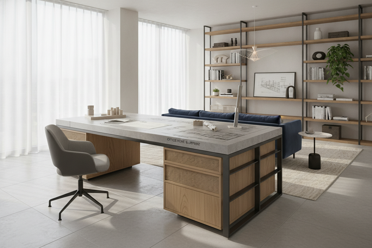 Desk for Office Home Blueprint: Dimensional Footprints, Structural Materials, Storage Integration, and Spatial Flow