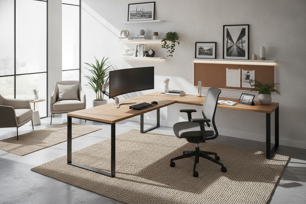 Home Office Design with L-Shaped Desk: Spatial Layouts, Ergonomic Positioning, and Workflow Zones
