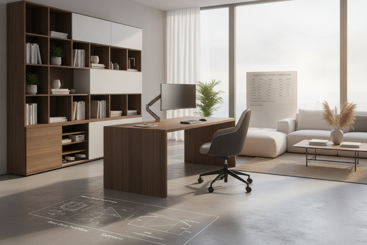 Best Desk Position Blueprint: Ergonomic Posture Geometry, Workstation Height Calibration, and Workspace Storage Architecture