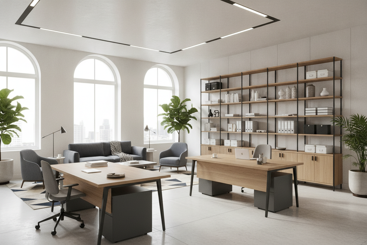 How to Arrange Furniture in an Office: Spatial Layouts, Desk Positioning, and Storage Harmony