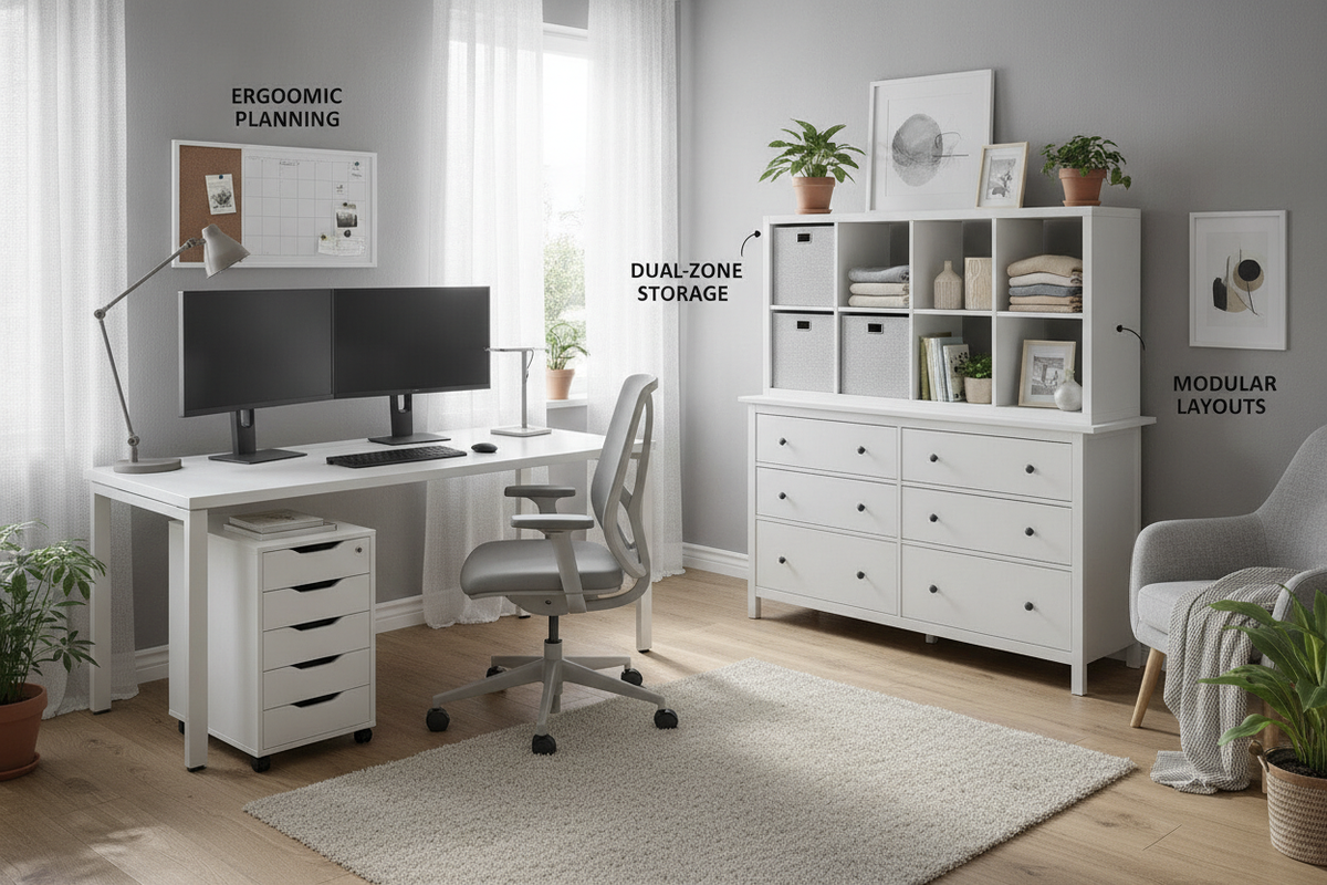 IKEA Desk and Dresser Combo Guide: Modular Layouts, Dual-Zone Storage, and Ergonomic Planning