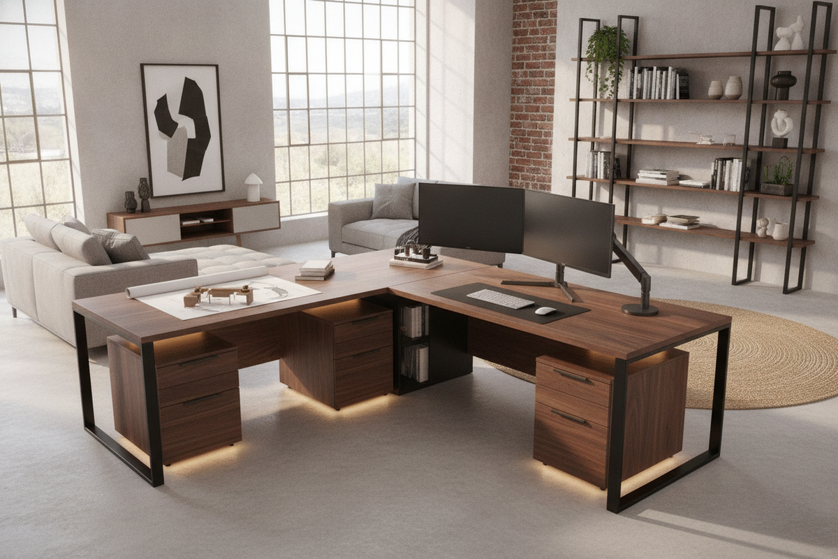 50-Inch L-Shaped Desk Planning Guide: Sizing Profiles, Storage Architecture, and Room Layouts