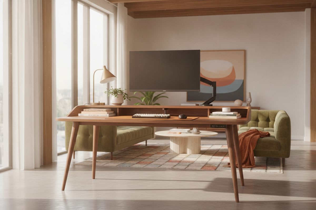 Mid-Century Modern Standing Desk Guide: Warm Finishes, Ergonomic Mechanics, and Curated Workspaces