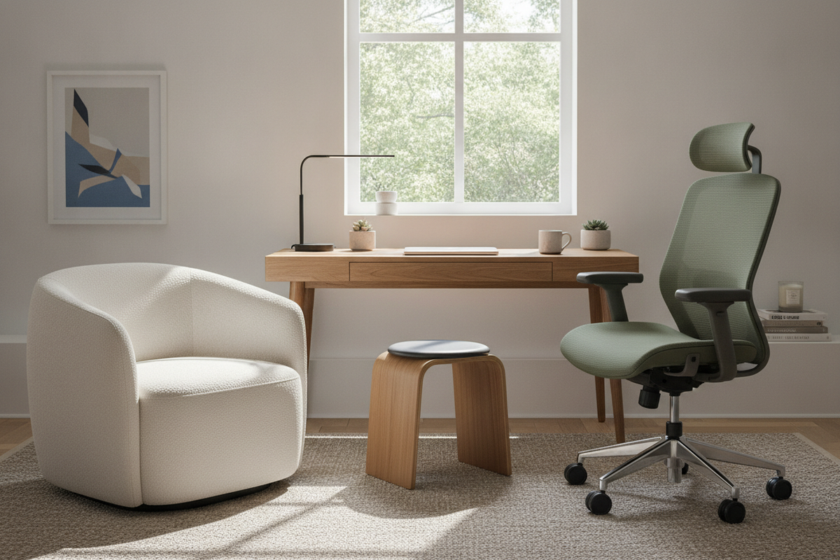 Bedroom Desk Chairs Guide: Visual Balance, Compact Scale, and Work-Rest Ergonomics