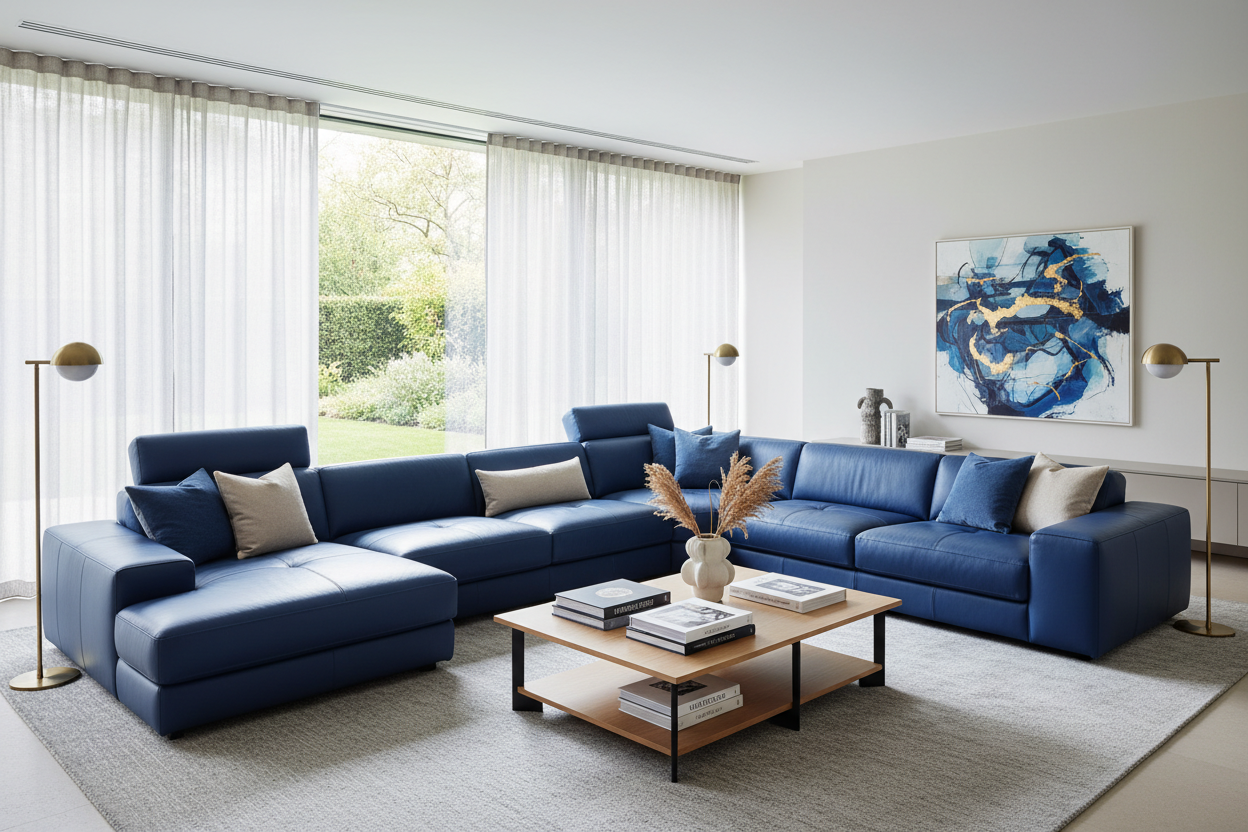Elevate Your Living Room With a Blue Leather Sectional