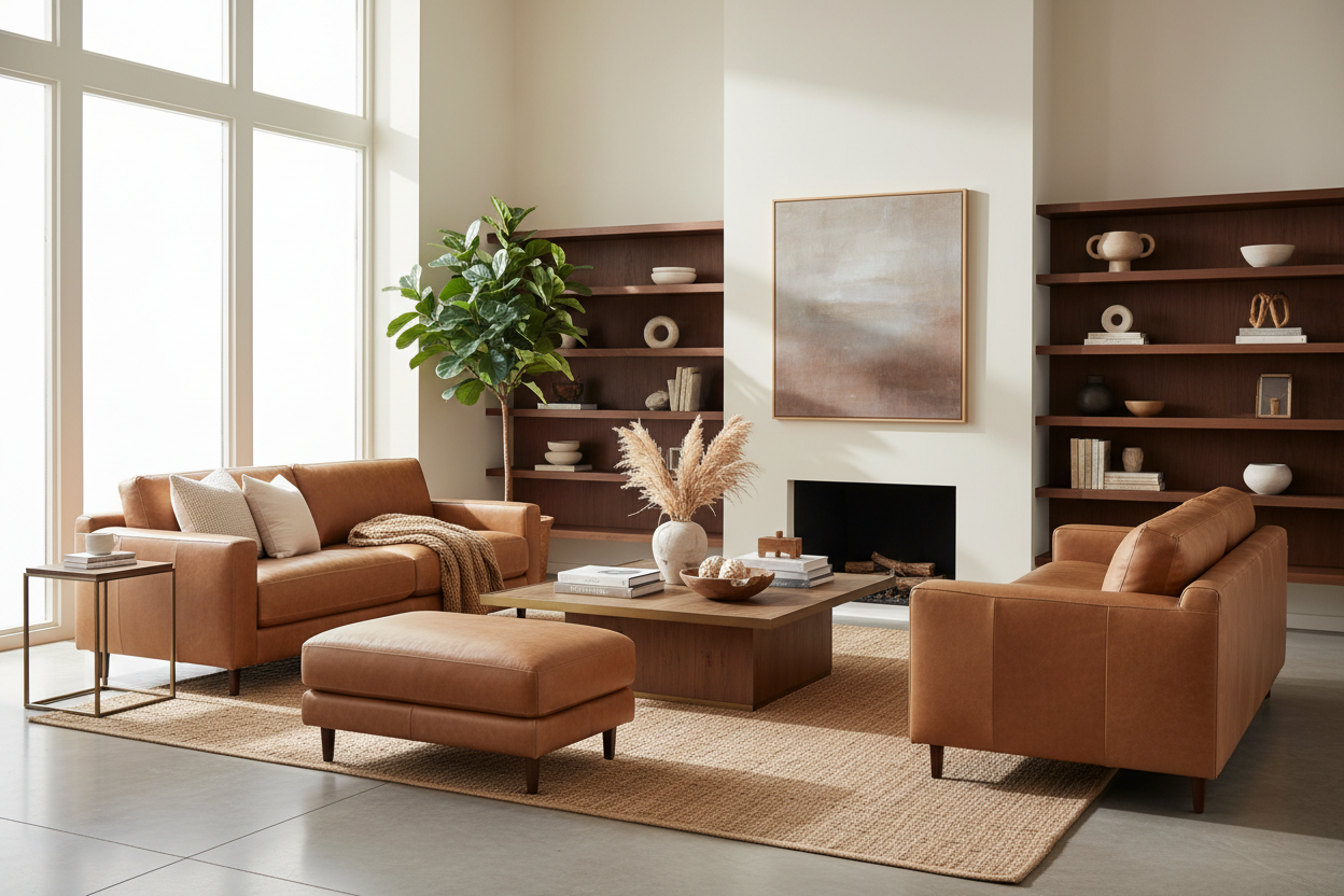 Styling Tan Leather Living Room Sets for Timeless Luxury