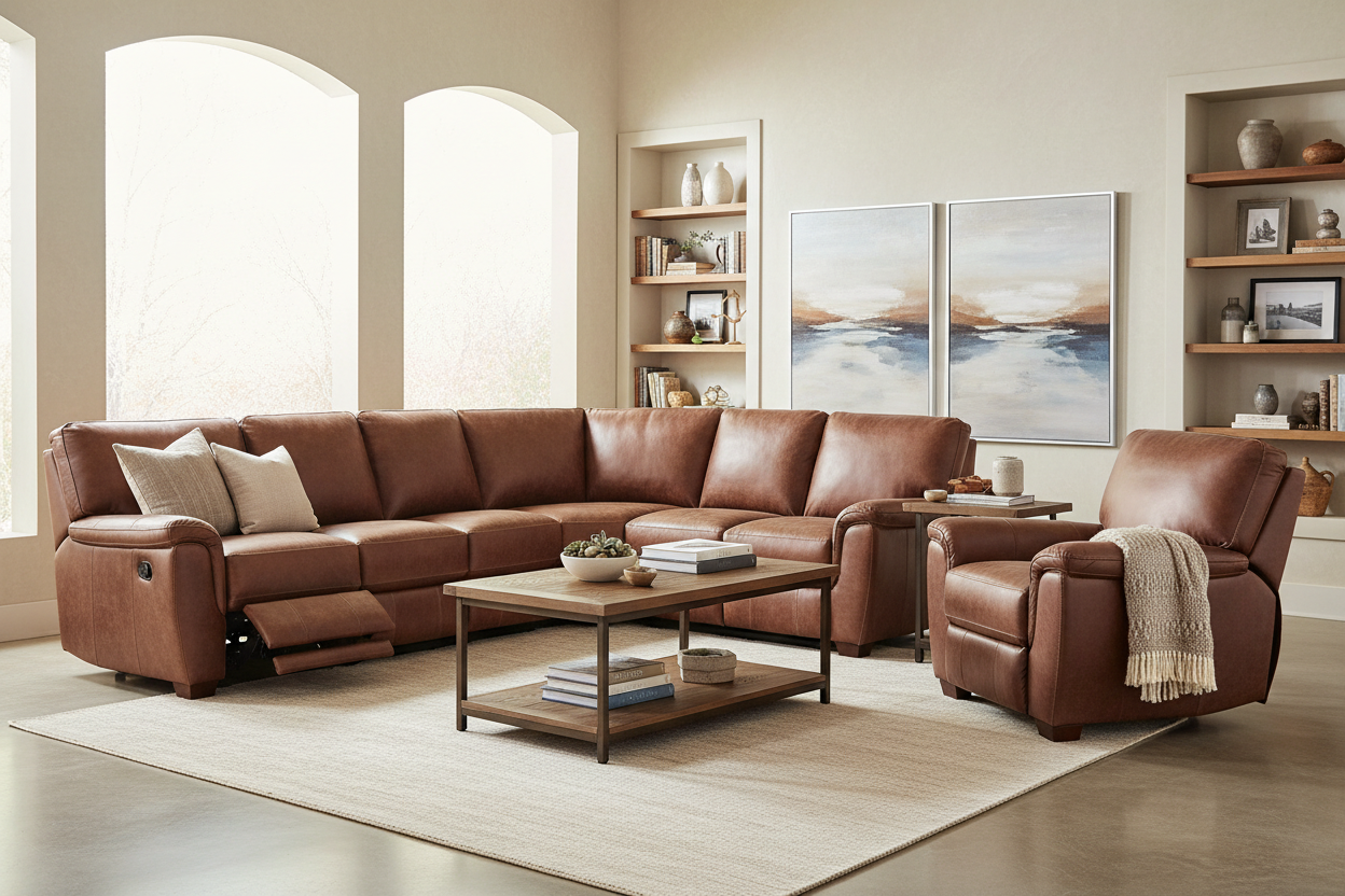 Styling a Brown Leather Couch and Recliner for Timeless Luxury