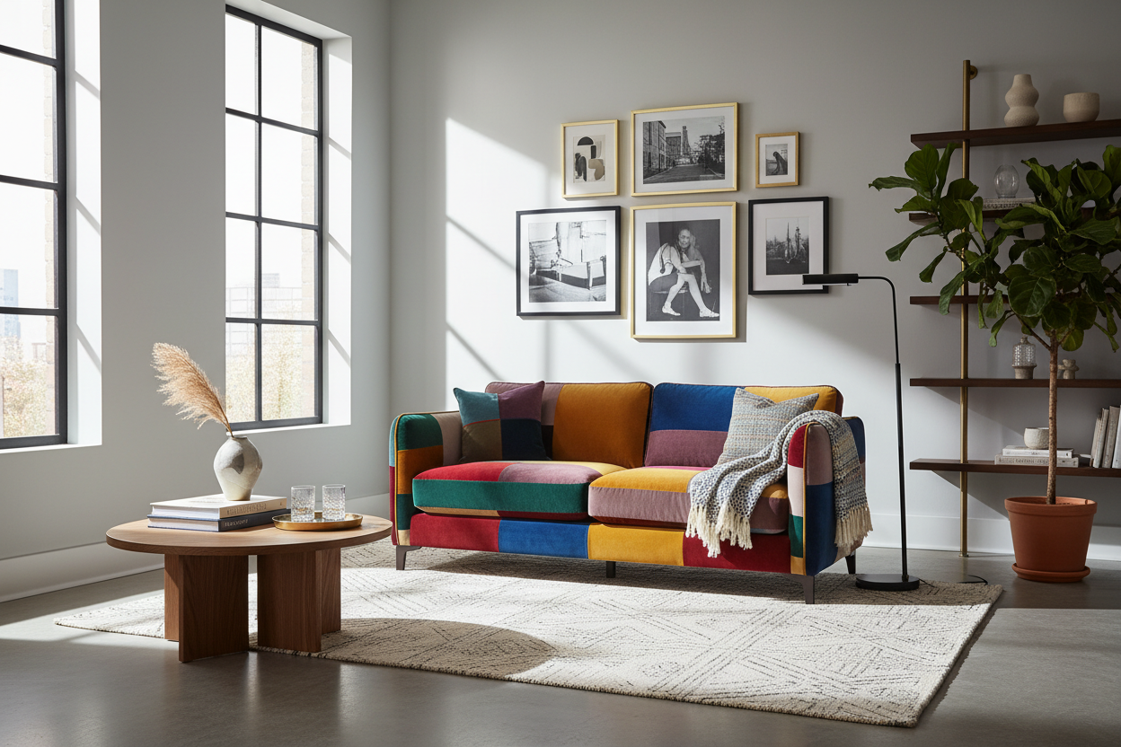 How to Style a Colorful Loveseat for a Curated, High-End Look