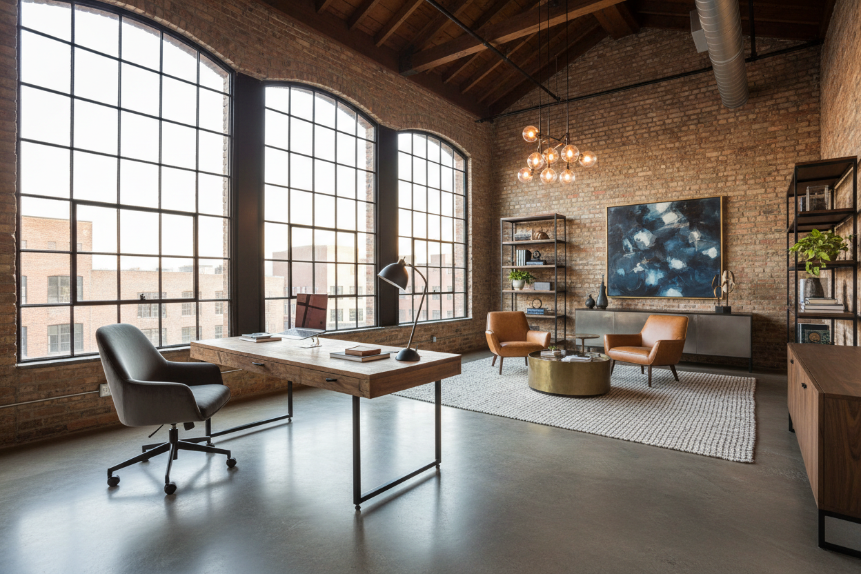 How to Style Your Loft Office for a Luxury Industrial Look