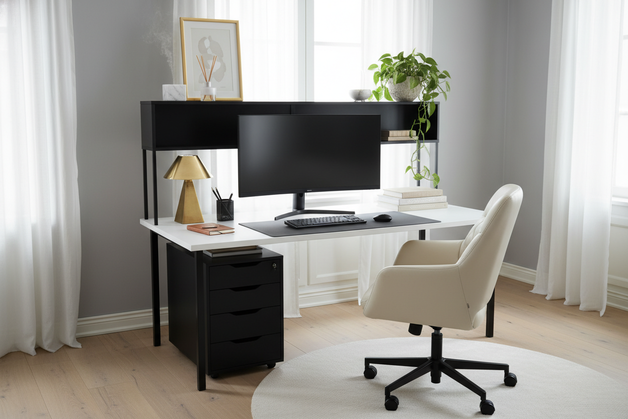 How to Style an IKEA Desk with Top Shelf for a Luxury Look