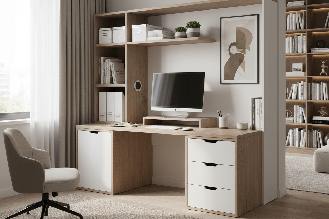 Maximizing Space: The Home Office Desk with Shelves and Drawers Guide