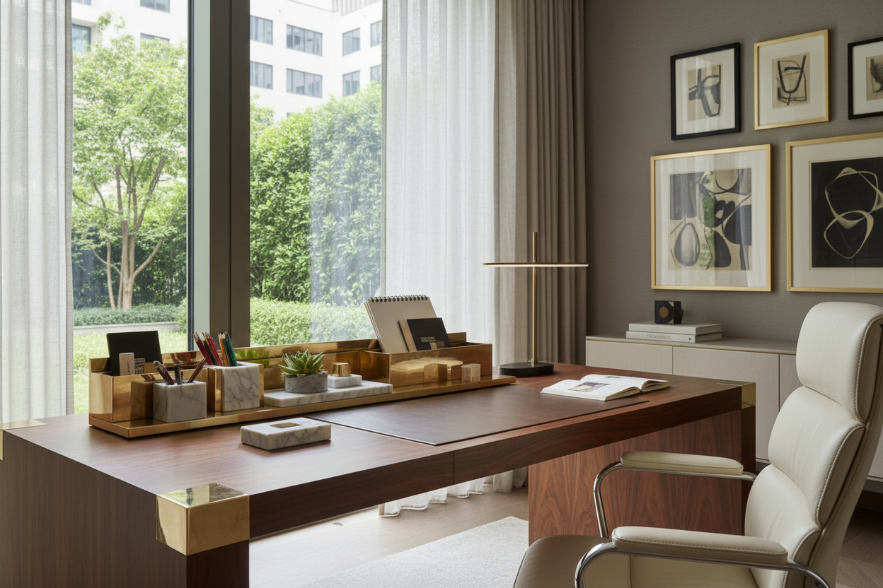 Styling a Creative Desk Organizer for a Luxury Office Look