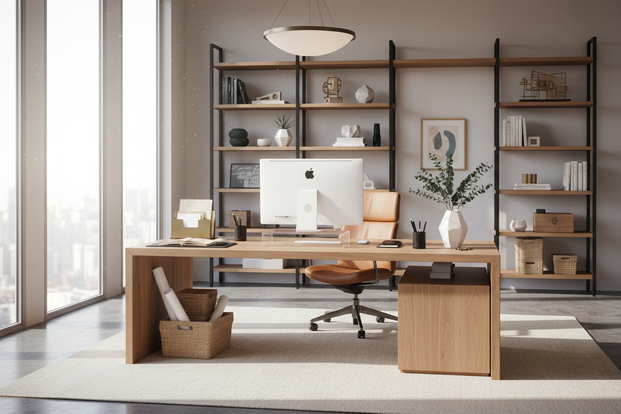 Curating Office Space Organizers for a High-End Studio Aesthetic