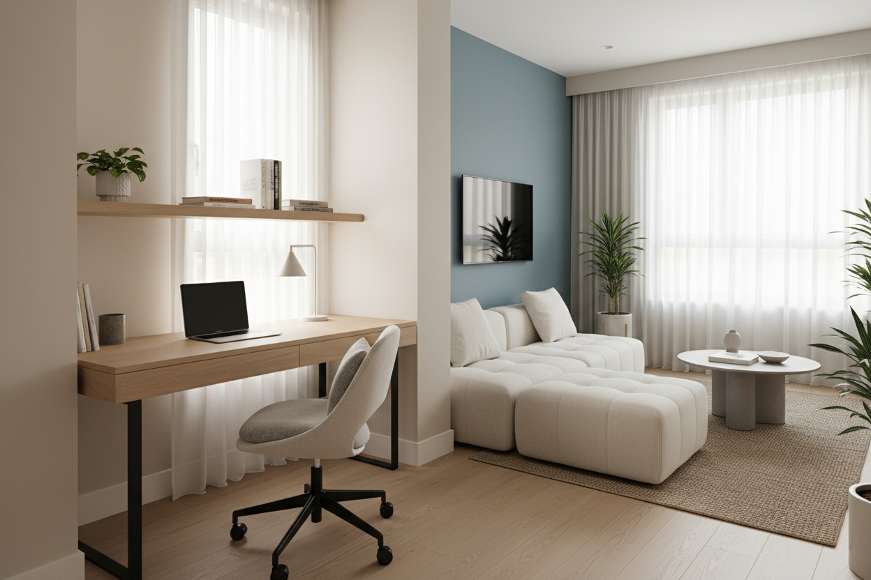 Mastering the Small Living Room Office Layout for Visual Flow