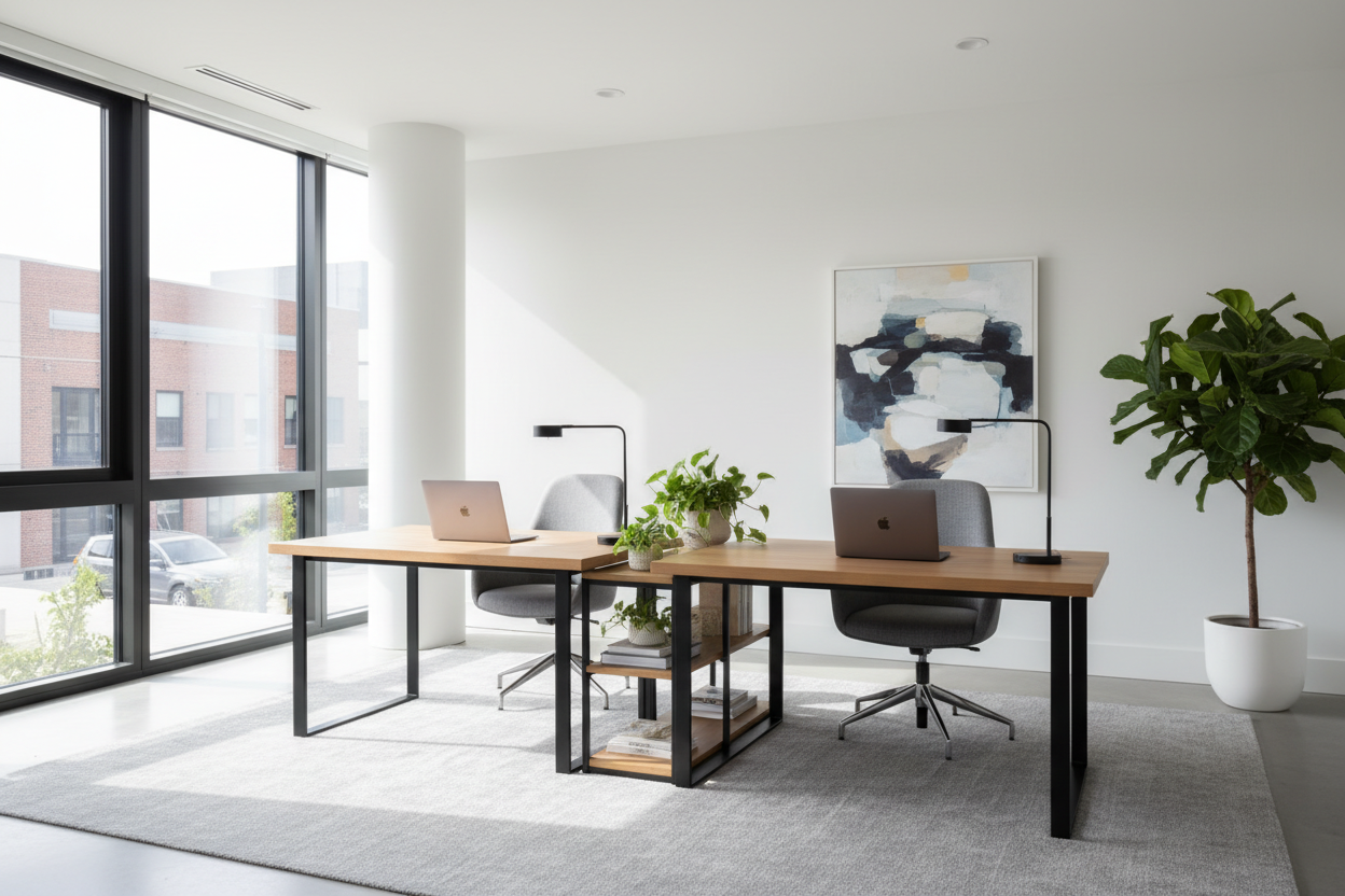 Home Office With Two Desks: How to Avoid a Cluttered Layout