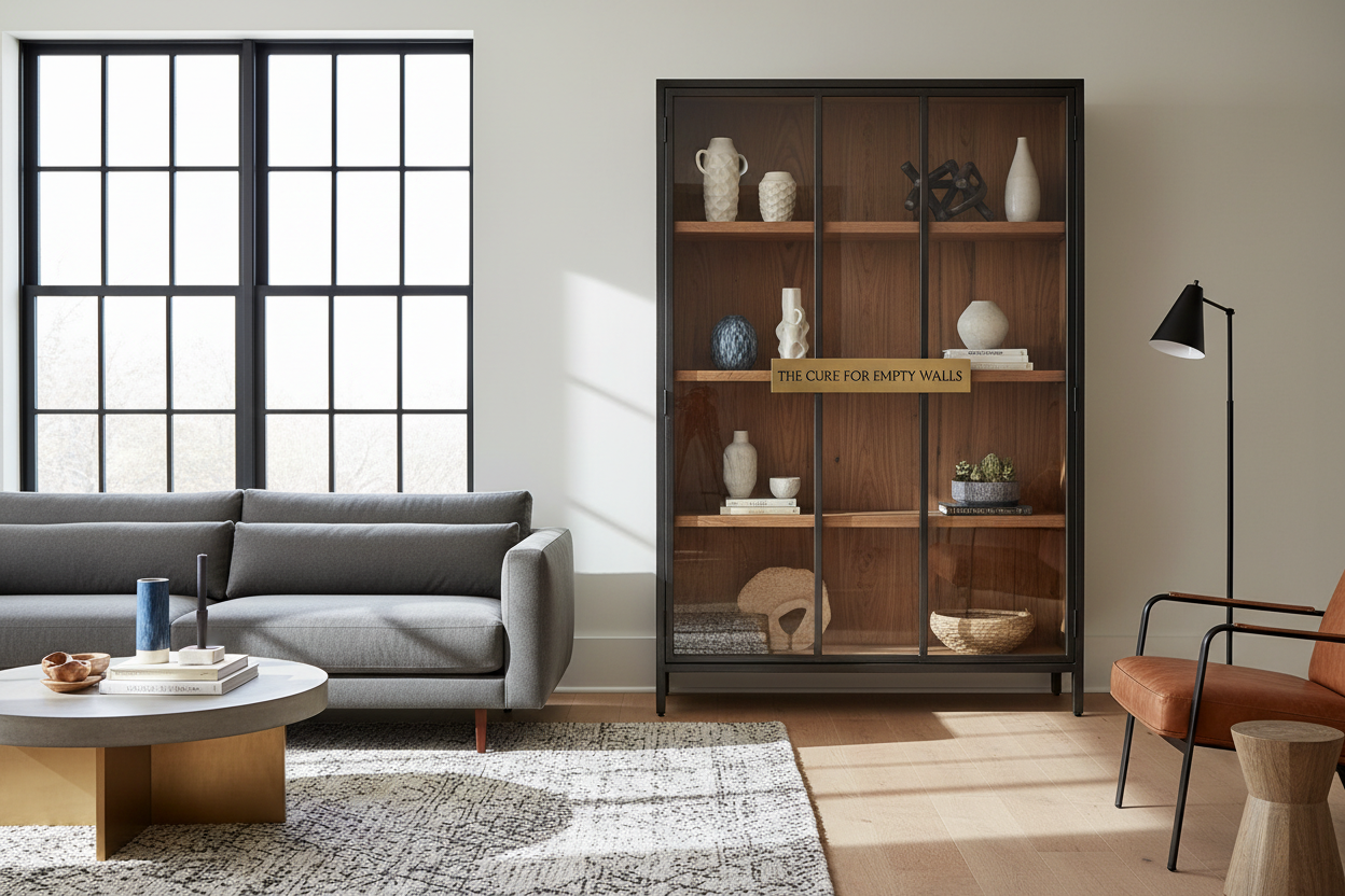 Metal and Wood Display Cabinet: The Cure for Empty Walls