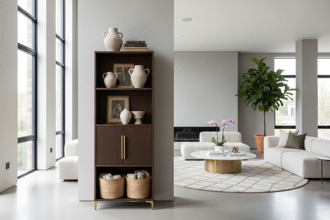 How to Style an 8 Foot Tall Cabinet Without Crowding a Room