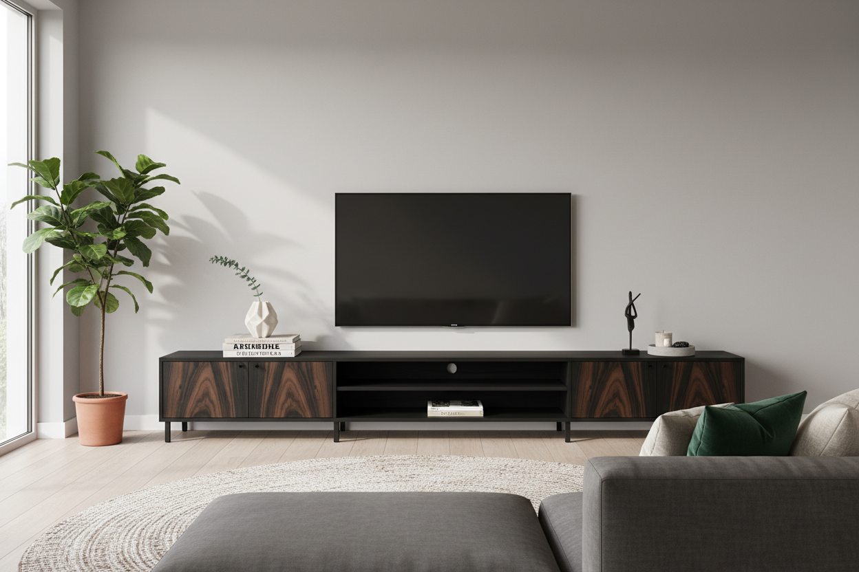 Styling a Black and Walnut TV Stand Like a Pro