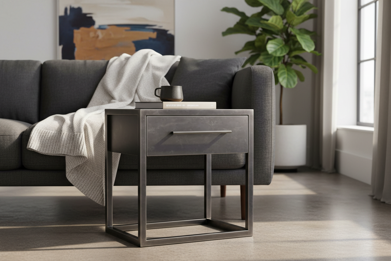 Industrial Chic: Why a Metal Side Table with Drawer Belongs in Your Home