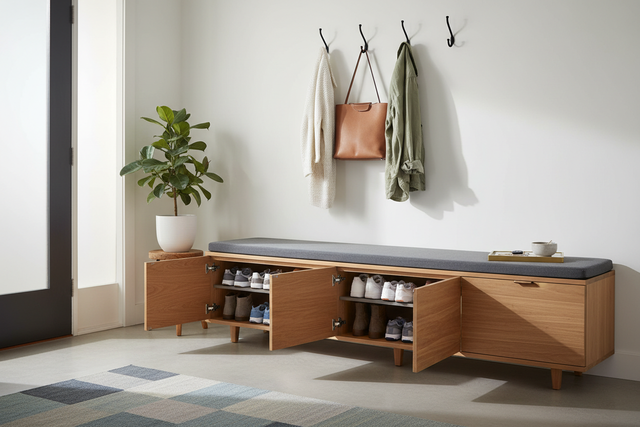 Is Your Foyer a Disaster Zone? Here’s How a Bench-Cabinet Combo Saves the Day