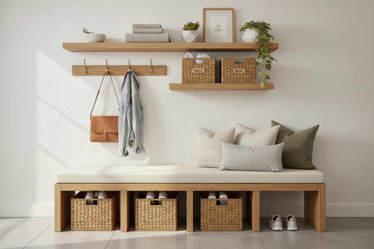 Mastering the Drop Zone: How to Style and Organize with a Bench and Shelf Combo