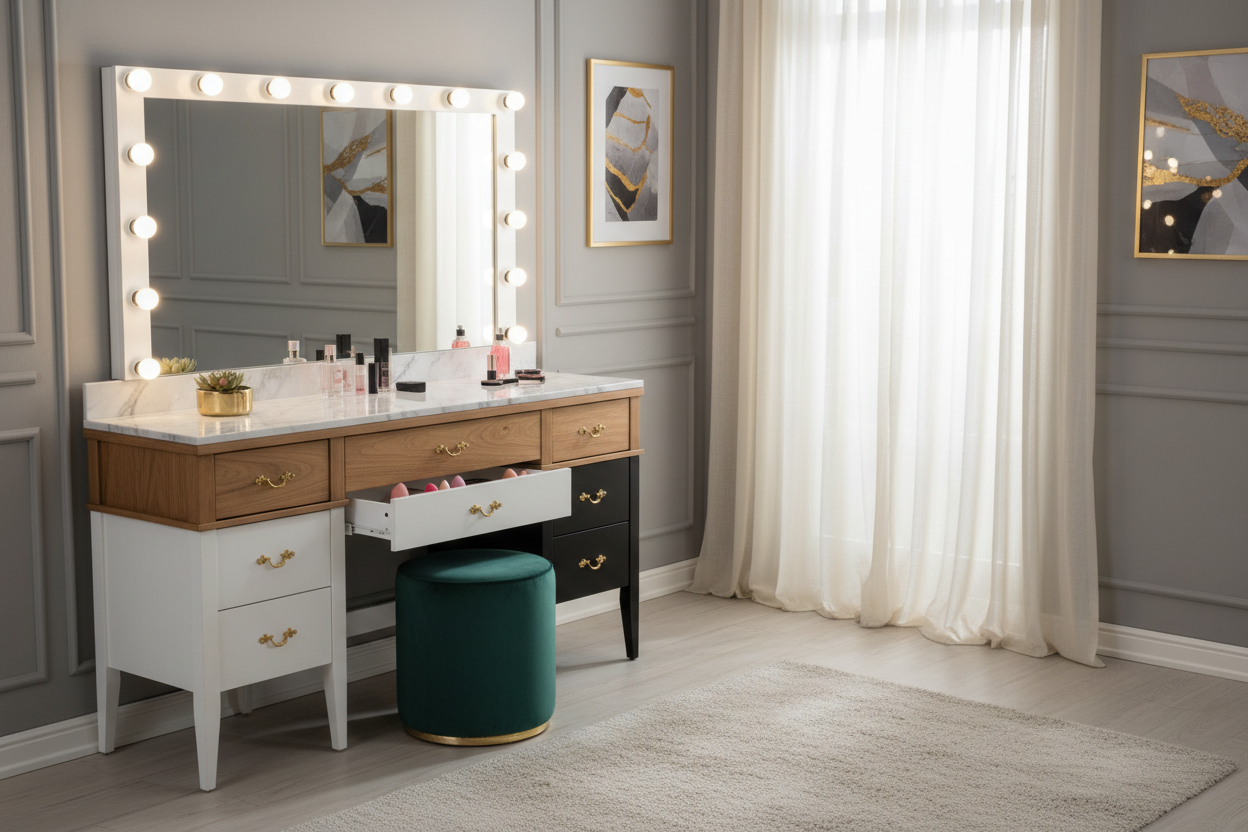 Two Tone Makeup Vanities That Elevate Your Beauty Space