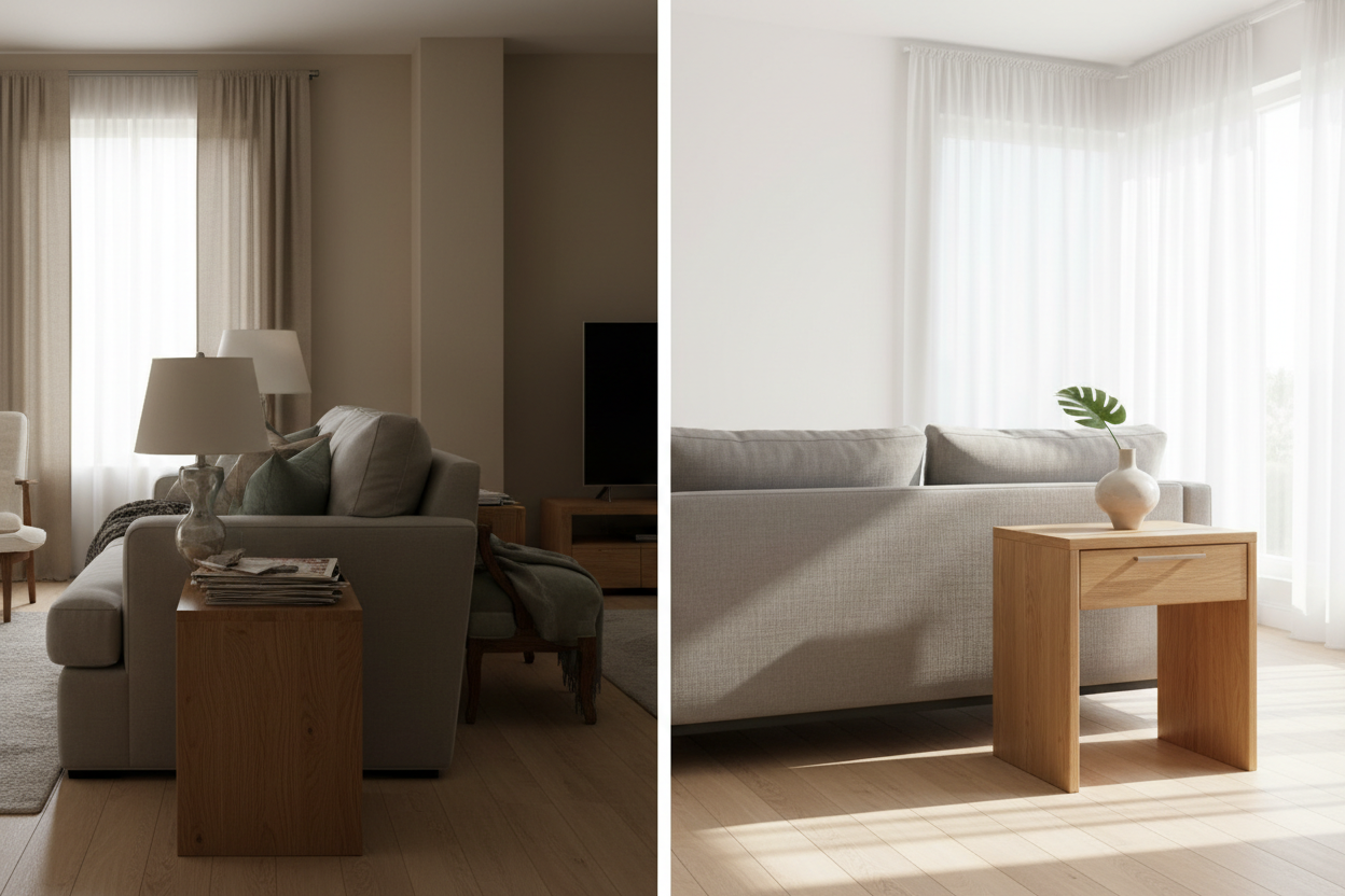 Why I Finally Ditched My Bulky Furniture for a Narrow End Table with Drawer