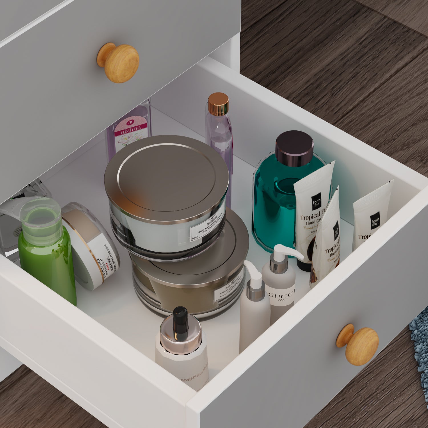 Vanity Set with Stool and Mirror