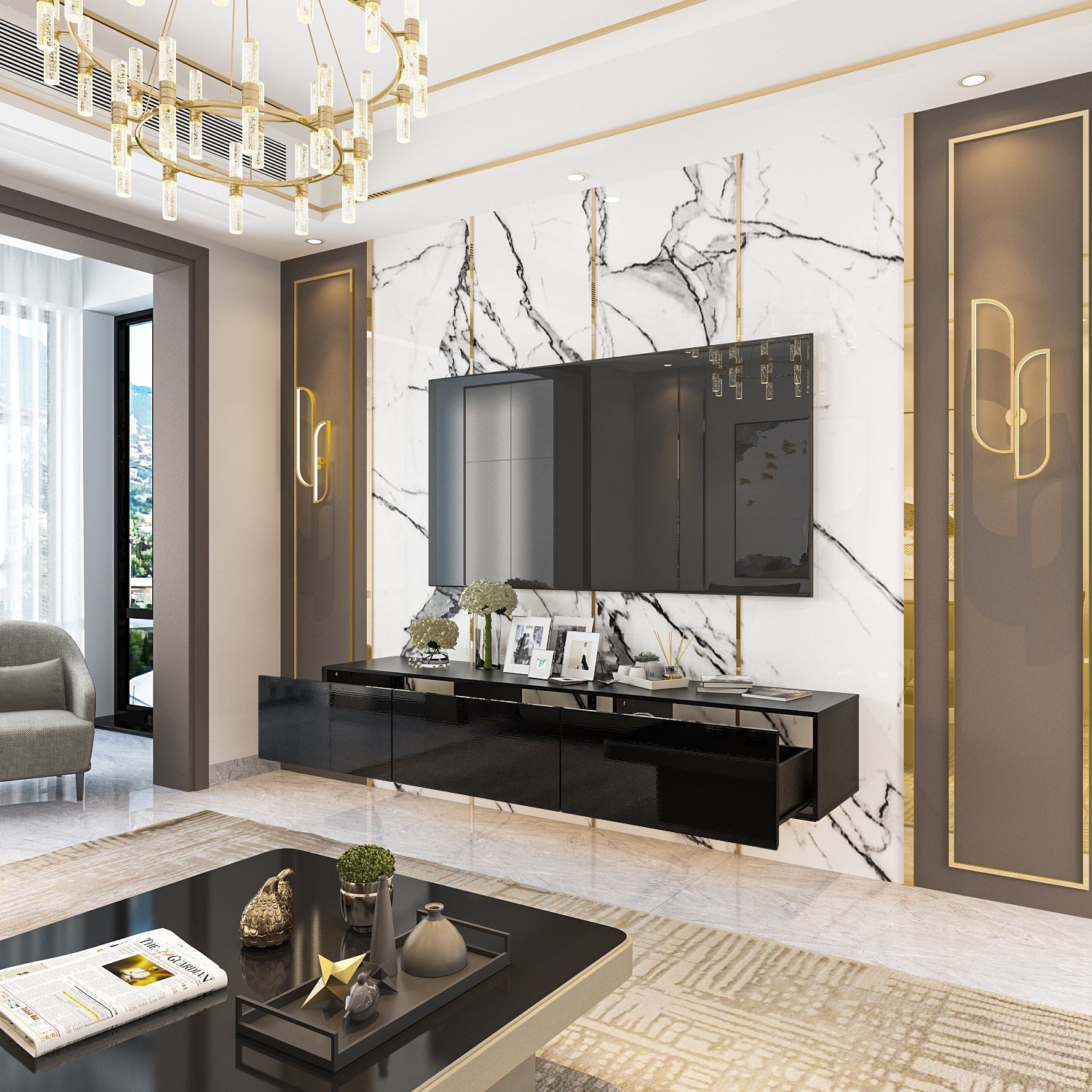 Floating TV Stand Wall Mounted Media Console Entertainment Center