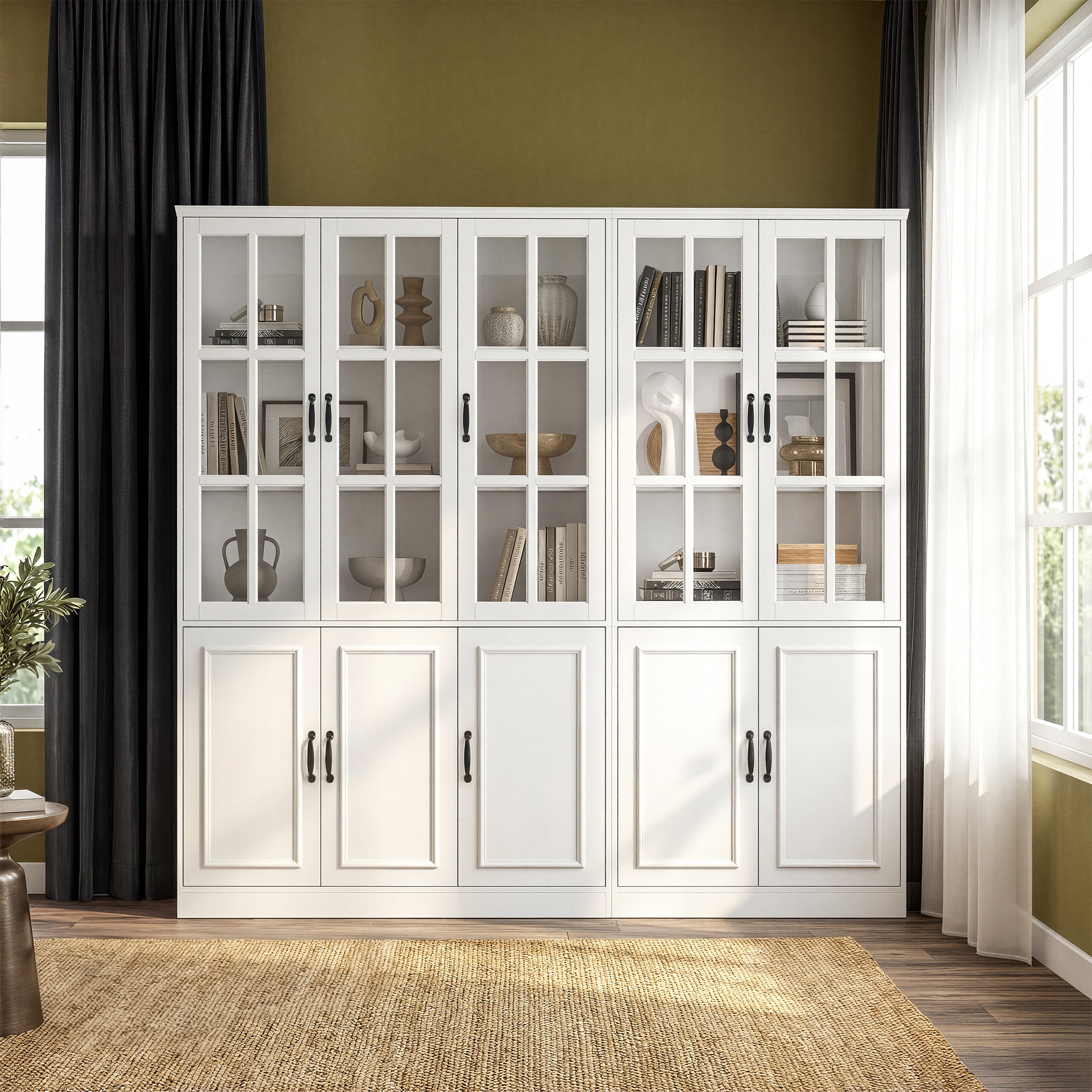 78.7 inch Modern White Storage Cabinet with 10 Doors and 15 Adjustable Shelves