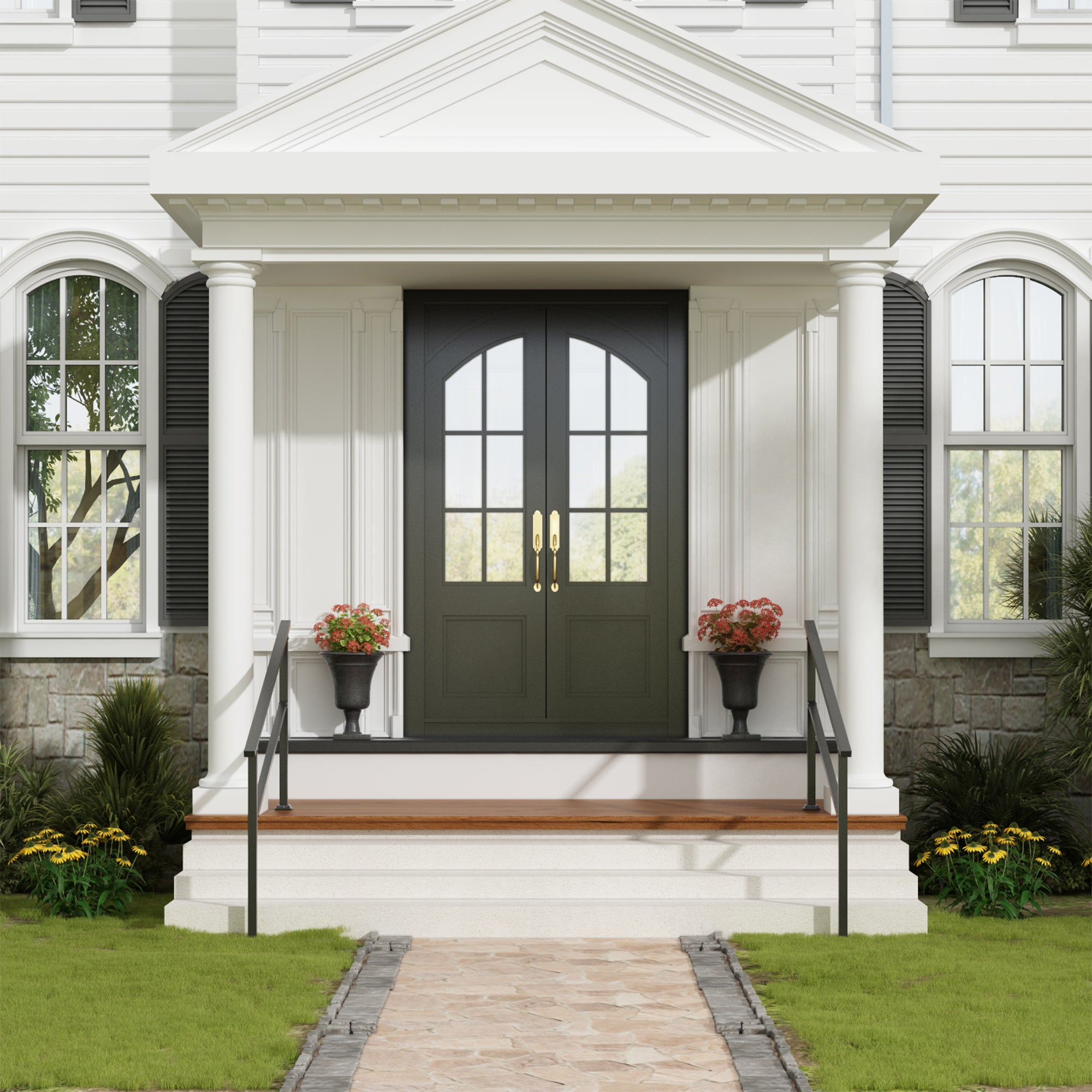 68.5 inch Minimalist Satin Black Stair Banister with Adjustable Angle