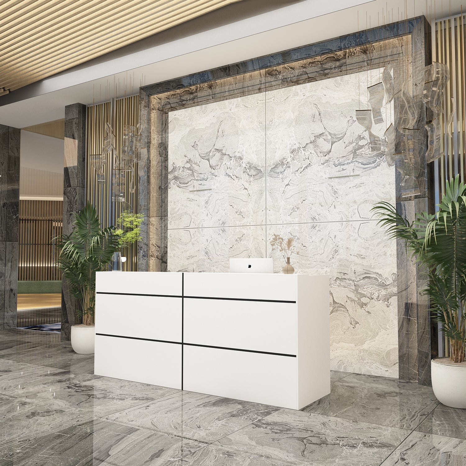 Rectangle Solid + Manufactured Wood Reception Desk